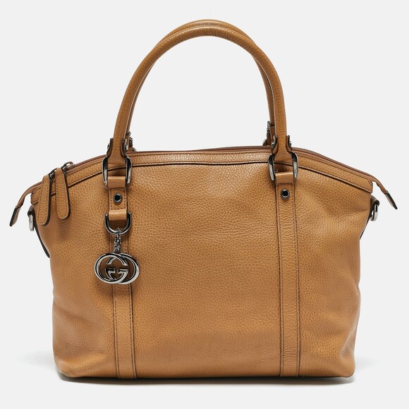 Gucci Choco Tan Leather Interlocking G #182117G46B - Picture 1 of 10